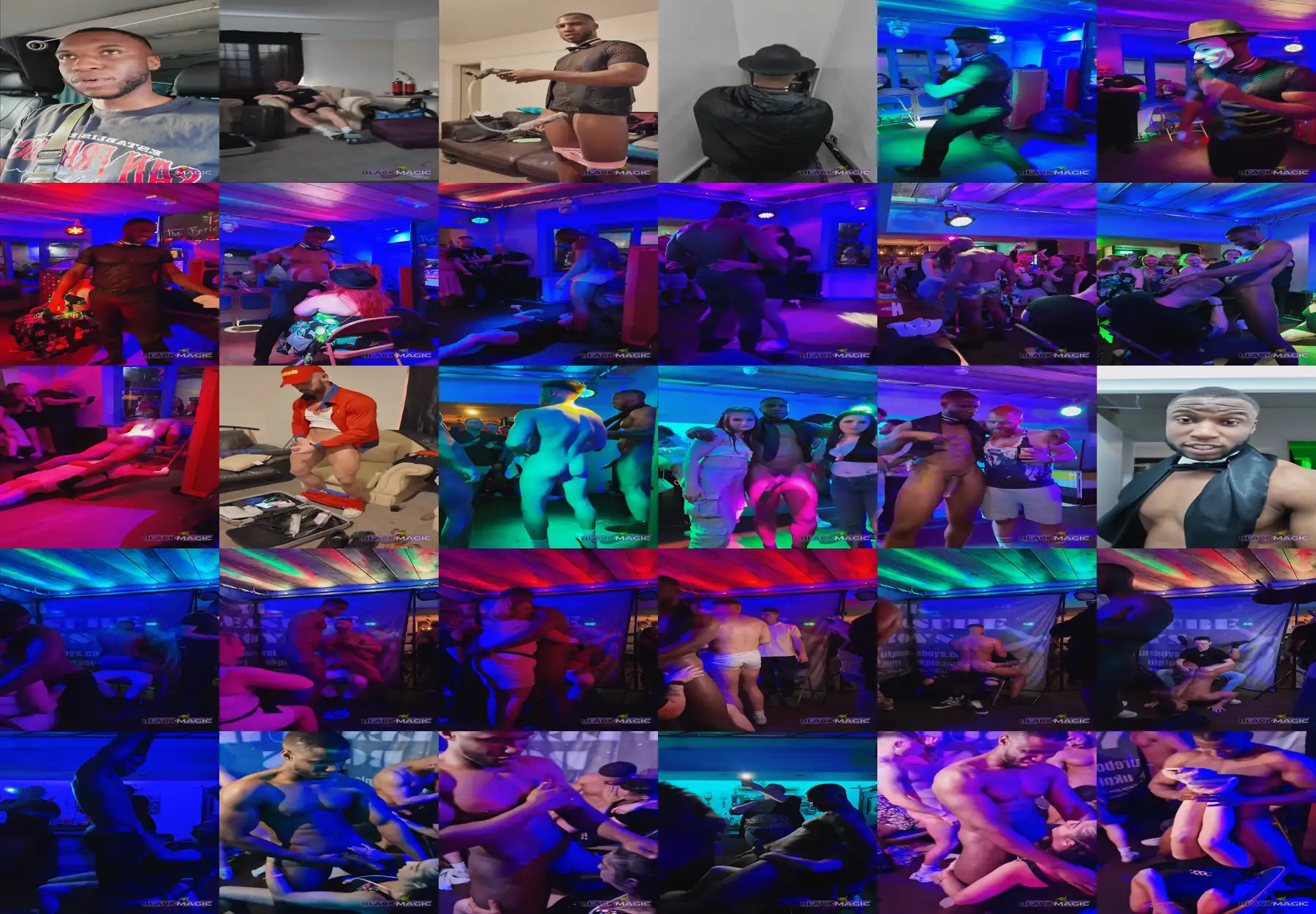 The brunette couldn't resist and sucked the huge black cock at the striptease event