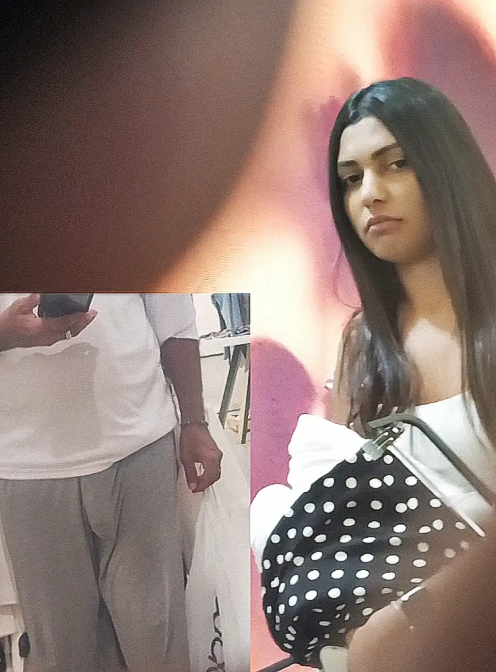 Sexy Latina brunette checking out bulge at the mall