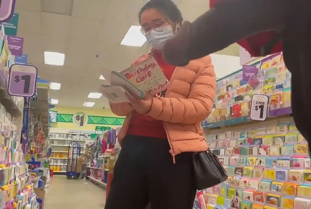 Cute Japanese girl in the store, and her boyfriend shows up later...