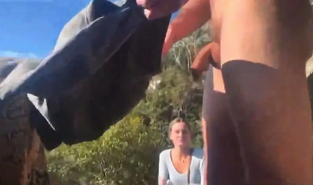 Friends saw the dick hiking up the trail