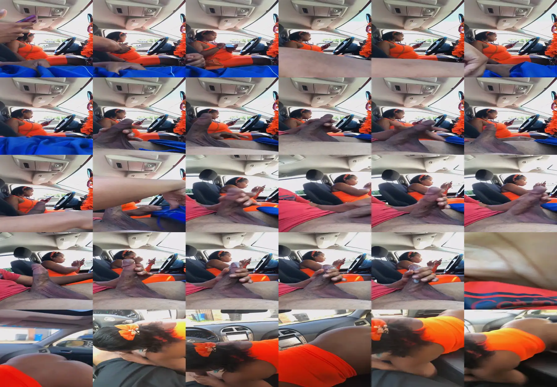 A stranger gave a ride to a sexy Ebony and she touched his black cock