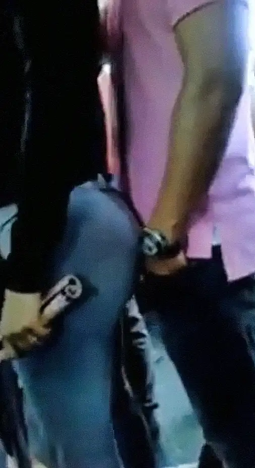 Classic! Big-bottomed brunette getting groped on the train and loving it