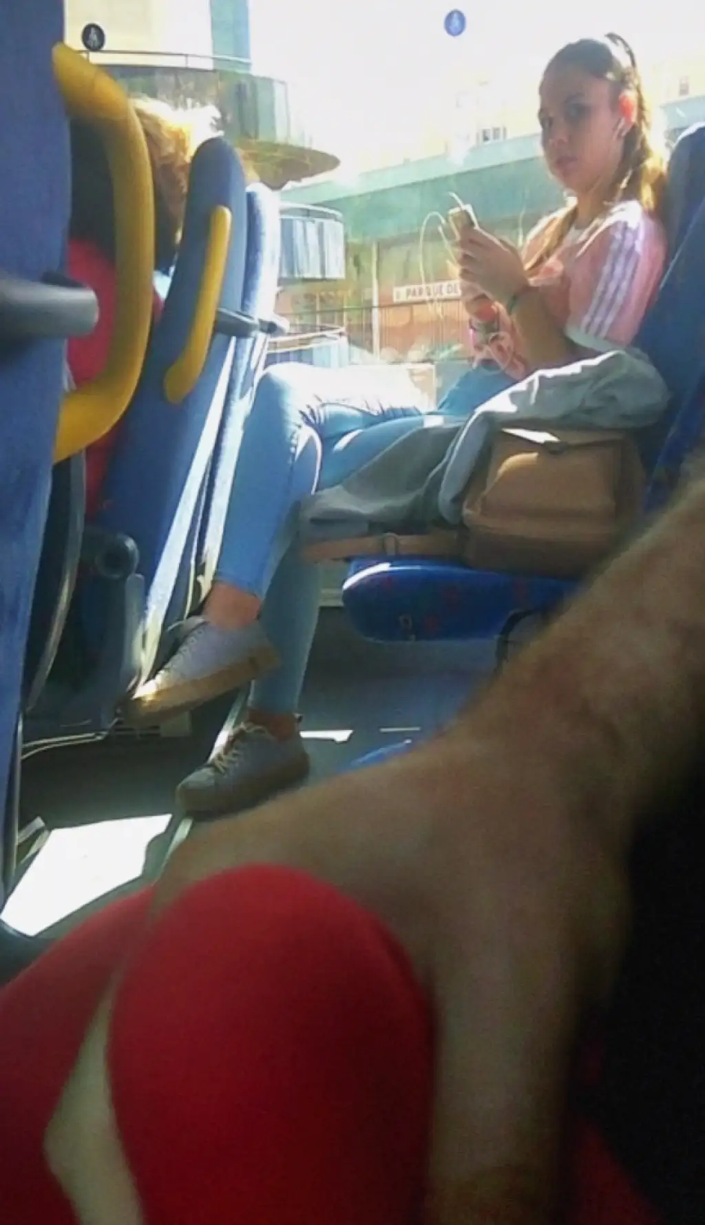 Sexy Latina teen checking out the bulge, she liked it