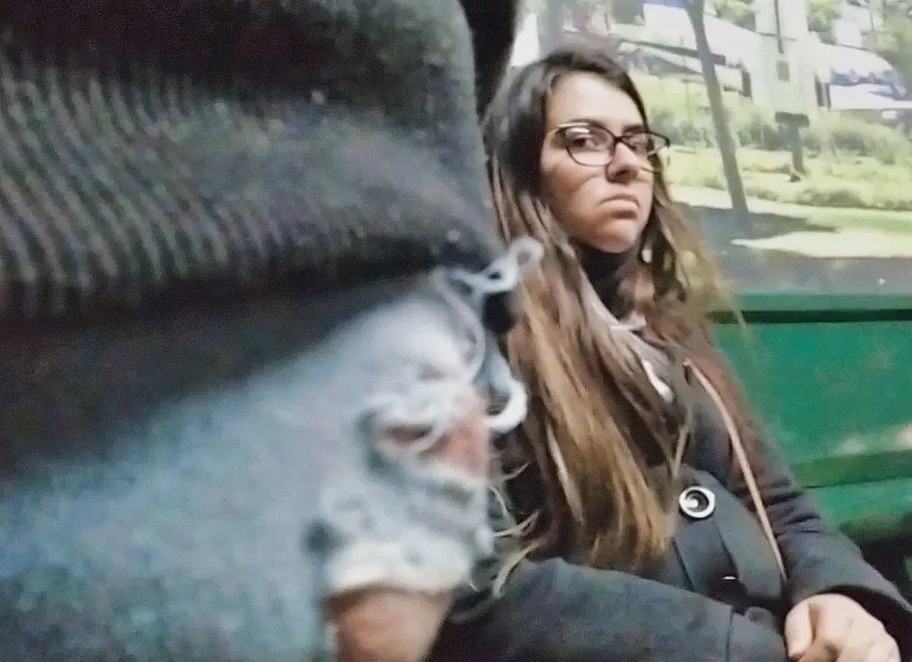 Brazilian brunette staring at the cock in her ripped pants