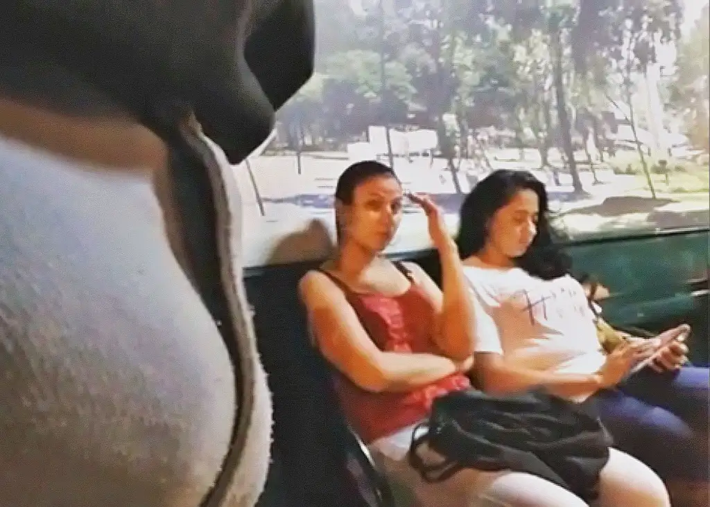 Damn! Sexy Brazilian woman saw the bulge at the bus stop and started feeling sick