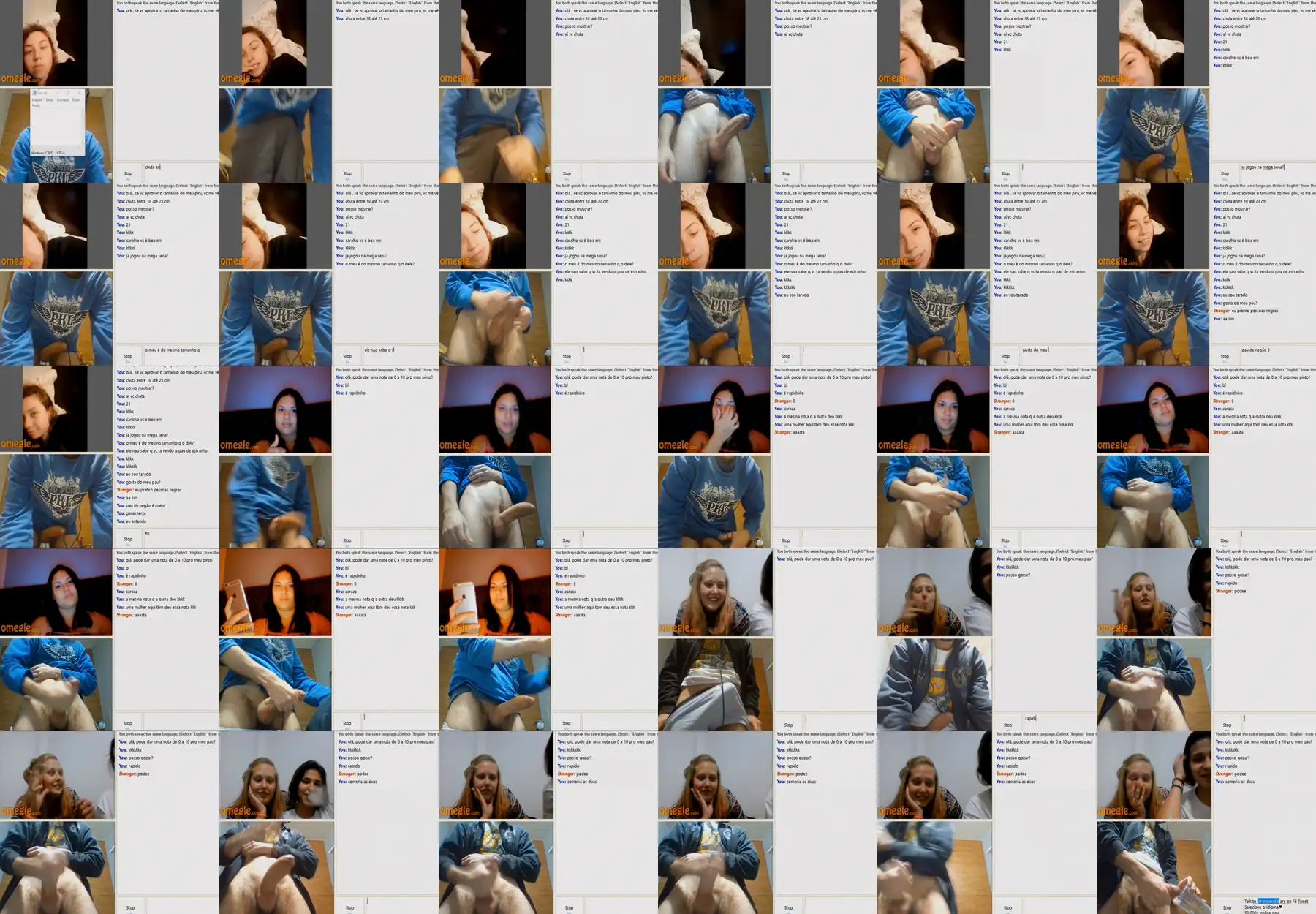 OmegleBrasil Compilation 2 - Sexy redhead and her friend shocked by huge cock