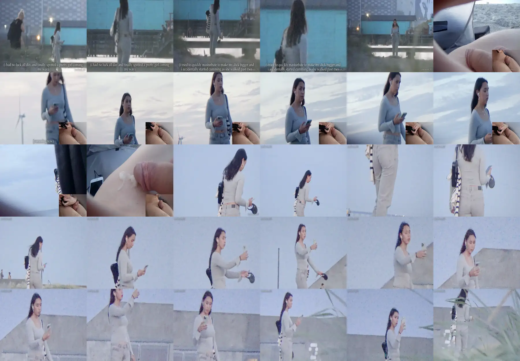 Hot girl watching a cumshot on the beach