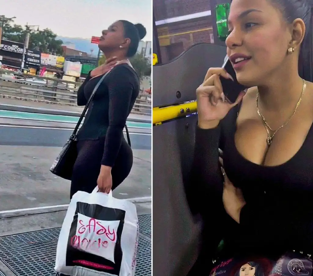 Latina with big tits hot on the bus