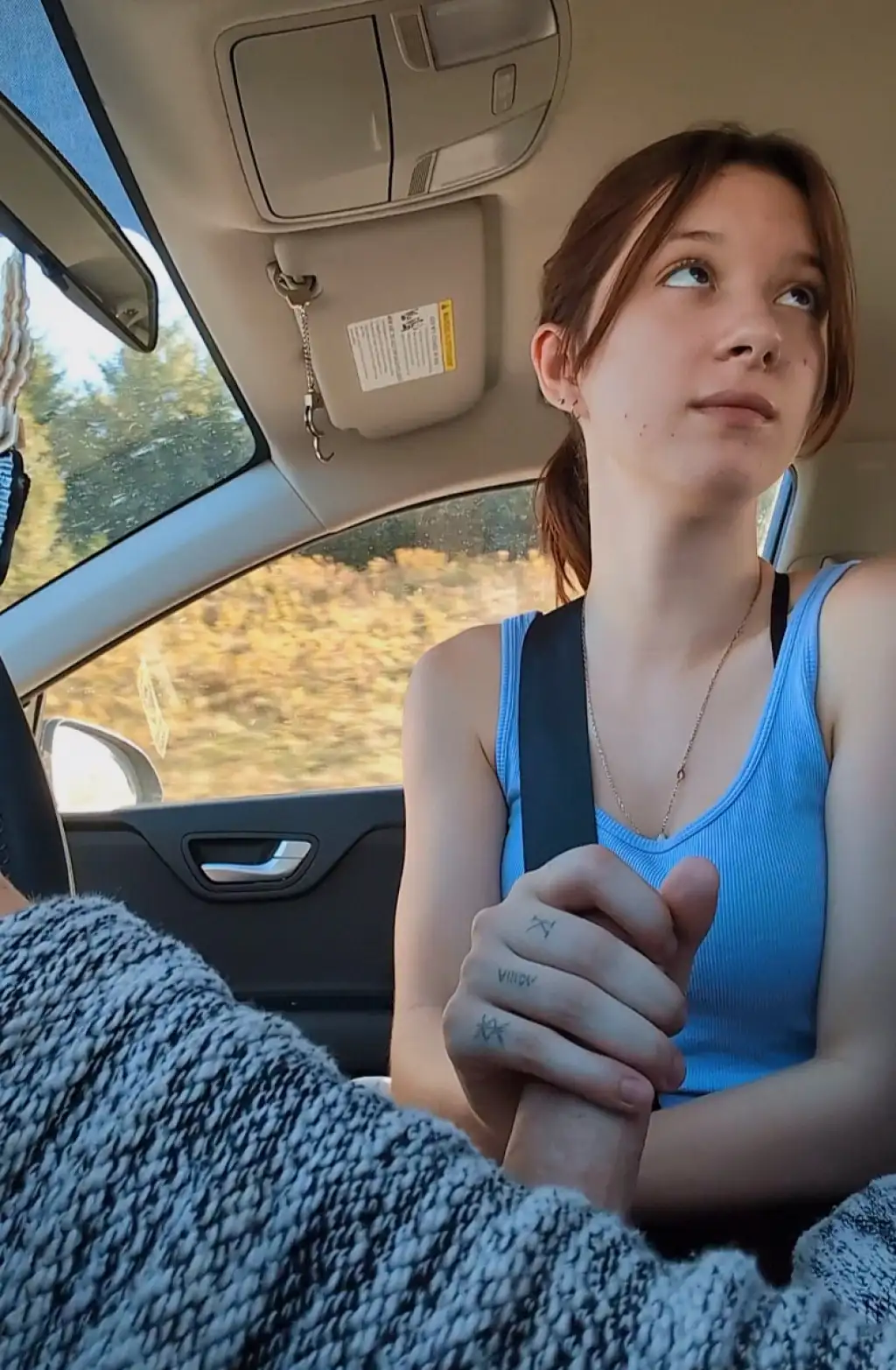 Naughty girlfriend jerking off while making eye contact