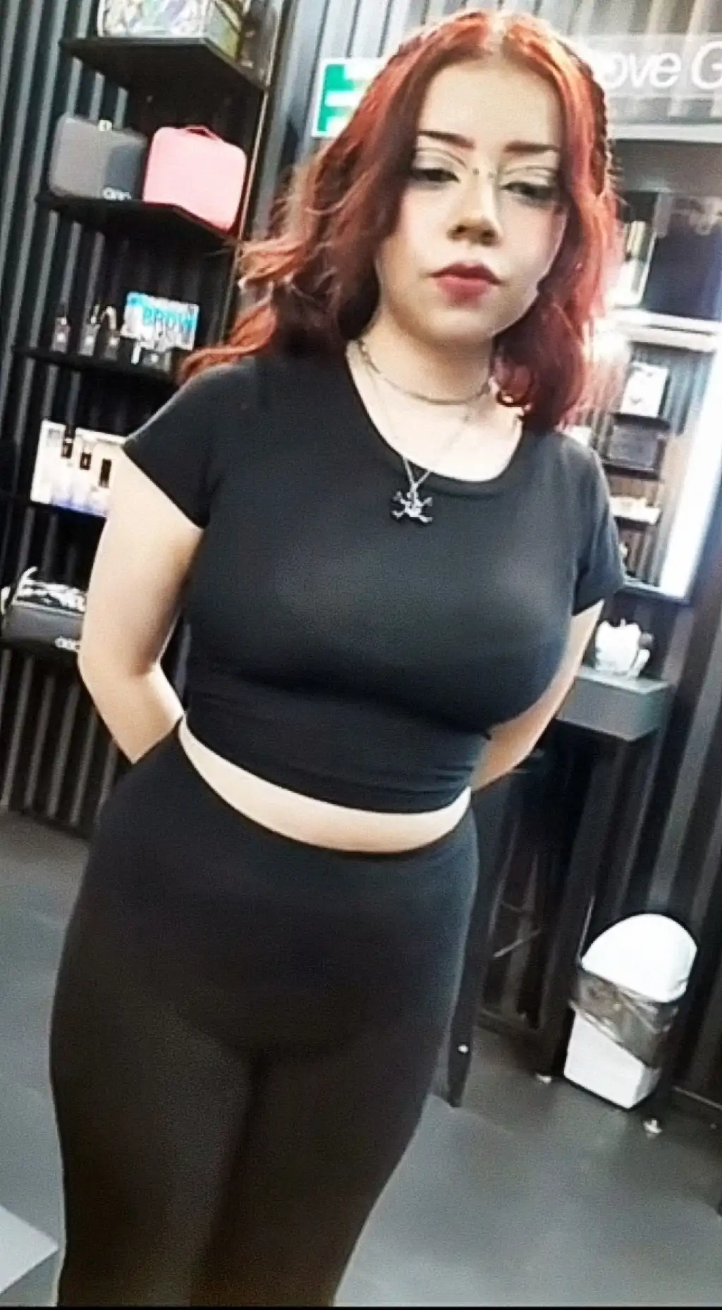 Hot redheaded saleswoman checking out the bulge, she loved it