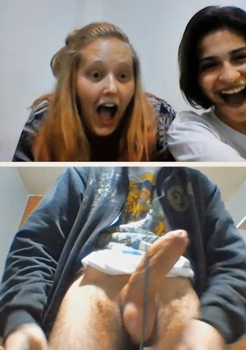 OmegleBrasil Compilation 2 - Sexy redhead and her friend shocked by huge cock